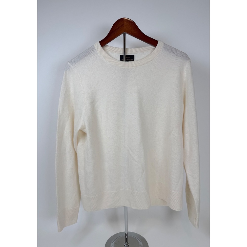 Quince Sweater Mongolian Cashmere Crewneck Women's Large Ivory Quiet Luxury